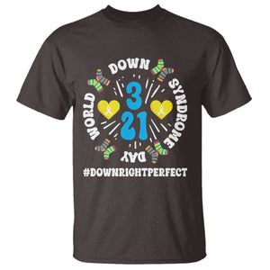 World Down Syndrome Day T Shirt 321 Awareness Support Blue Yellow Ribbon TS10 Dark Chocolate Print Your Wear