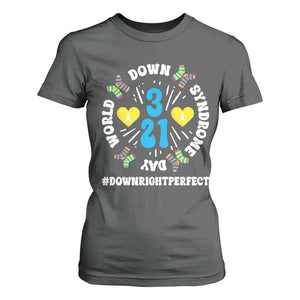 World Down Syndrome Day T Shirt For Women 321 Awareness Support Blue Yellow Ribbon TS10 Dark Heather Print Your Wear