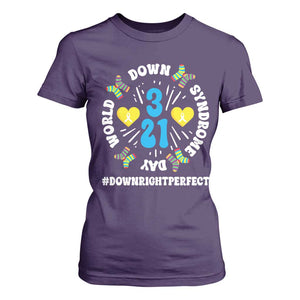 World Down Syndrome Day T Shirt For Women 321 Awareness Support Blue Yellow Ribbon TS10 Purple Print Your Wear