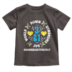 World Down Syndrome Day Toddler T Shirt 321 Awareness Support Blue Yellow Ribbon TS10 Dark Chocolate Print Your Wear