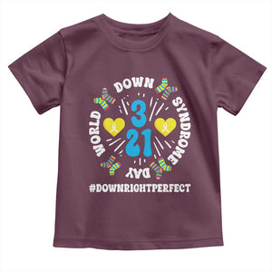 World Down Syndrome Day Toddler T Shirt 321 Awareness Support Blue Yellow Ribbon TS10 Maroon Print Your Wear