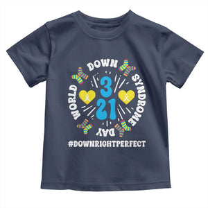 World Down Syndrome Day Toddler T Shirt 321 Awareness Support Blue Yellow Ribbon TS10 Navy Print Your Wear