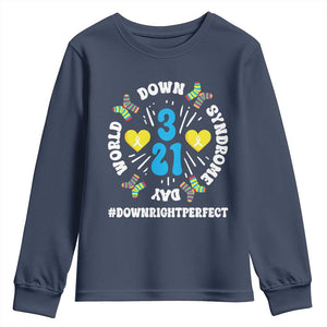 World Down Syndrome Day Youth Sweatshirt 321 Awareness Support Blue Yellow Ribbon TS10 Navy Print Your Wear