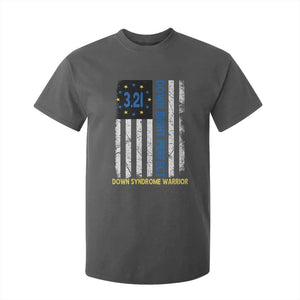 World Down Syndrome Day T Shirt For Kid Blue Yellow Ribbon American Flag 321 TS10 Dark Heather Print Your Wear