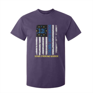 World Down Syndrome Day T Shirt For Kid Blue Yellow Ribbon American Flag 321 TS10 Purple Print Your Wear