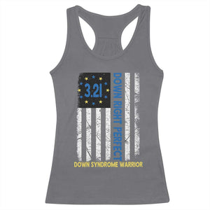 World Down Syndrome Day Racerback Tank Top Blue Yellow Ribbon American Flag 321 TS10 Charcoal Print Your Wear