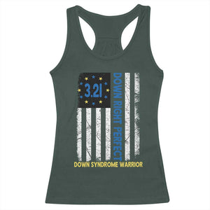 World Down Syndrome Day Racerback Tank Top Blue Yellow Ribbon American Flag 321 TS10 Dark Forest Green Print Your Wear