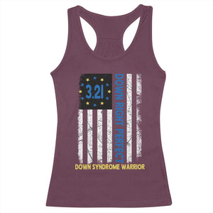 World Down Syndrome Day Racerback Tank Top Blue Yellow Ribbon American Flag 321 TS10 Maroon Print Your Wear