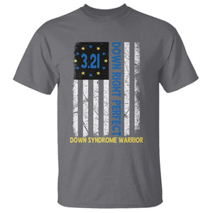 World Down Syndrome Day T Shirt Blue Yellow Ribbon American Flag 321 TS10 Charcoal Print Your Wear
