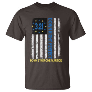 World Down Syndrome Day T Shirt Blue Yellow Ribbon American Flag 321 TS10 Dark Chocolate Print Your Wear