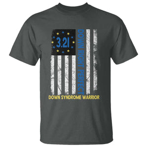 World Down Syndrome Day T Shirt Blue Yellow Ribbon American Flag 321 TS10 Dark Heather Print Your Wear