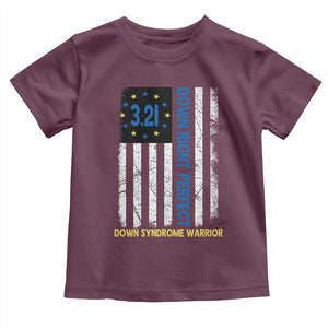 World Down Syndrome Day Toddler T Shirt Blue Yellow Ribbon American Flag 321 TS10 Maroon Print Your Wear