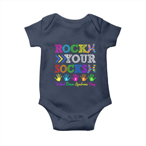 World Down Syndrome Day Baby Onesie Rock Your Socks Awareness Support 321 TS10 Navy Print Your Wear