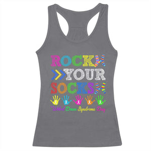 World Down Syndrome Day Racerback Tank Top Rock Your Socks Awareness Support 321 TS10 Charcoal Print Your Wear