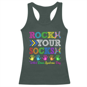 World Down Syndrome Day Racerback Tank Top Rock Your Socks Awareness Support 321 TS10 Dark Forest Green Print Your Wear