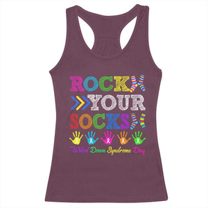 World Down Syndrome Day Racerback Tank Top Rock Your Socks Awareness Support 321 TS10 Maroon Print Your Wear