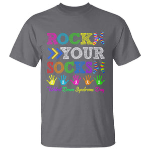 World Down Syndrome Day T Shirt Rock Your Socks Awareness Support 321 TS10 Charcoal Print Your Wear