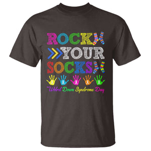 World Down Syndrome Day T Shirt Rock Your Socks Awareness Support 321 TS10 Dark Chocolate Print Your Wear
