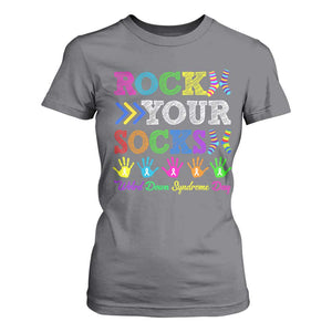World Down Syndrome Day T Shirt For Women Rock Your Socks Awareness Support 321 TS10 Charcoal Print Your Wear
