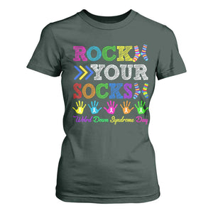 World Down Syndrome Day T Shirt For Women Rock Your Socks Awareness Support 321 TS10 Dark Forest Green Print Your Wear