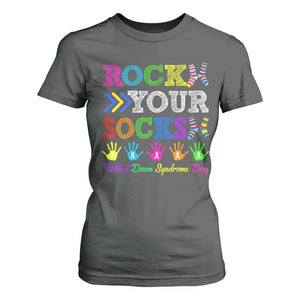 World Down Syndrome Day T Shirt For Women Rock Your Socks Awareness Support 321 TS10 Dark Heather Print Your Wear