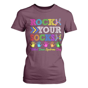 World Down Syndrome Day T Shirt For Women Rock Your Socks Awareness Support 321 TS10 Maroon Print Your Wear