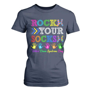 World Down Syndrome Day T Shirt For Women Rock Your Socks Awareness Support 321 TS10 Navy Print Your Wear