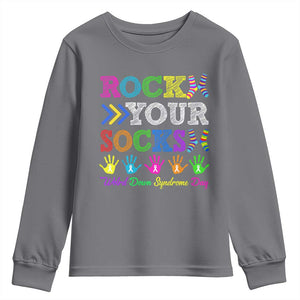 World Down Syndrome Day Youth Sweatshirt Rock Your Socks Awareness Support 321 TS10 Charcoal Print Your Wear