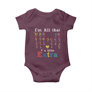 World Down Syndrome Day Baby Onesie 321 Awareness Support All That Little Extra T21 TS10 Maroon Print Your Wear