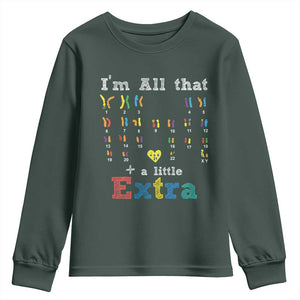 World Down Syndrome Day Youth Sweatshirt 321 Awareness Support All That Little Extra T21 TS10 Dark Forest Green Print Your Wear