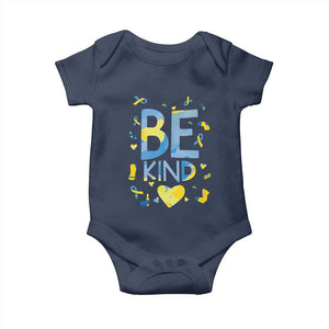 World Down Syndrome Day Baby Onesie Awareness Support Blue Yellow Ribbon Be Nice Kind TS10 Navy Print Your Wear