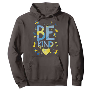 World Down Syndrome Day Hoodie Awareness Support Blue Yellow Ribbon Be Nice Kind TS10 Dark Chocolate Print Your Wear