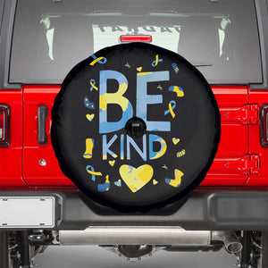 World Down Syndrome Day Spare Tire Cover Awareness Support Blue Yellow Ribbon Be Nice Kind TS10 Black Print Your Wear