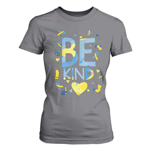 World Down Syndrome Day T Shirt For Women Awareness Support Blue Yellow Ribbon Be Nice Kind TS10 Charcoal Print Your Wear