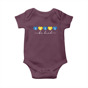 Down Syndrome Awareness Baby Onesie Blue Yellow Ribbon Be Kind TS10 Maroon Print Your Wear