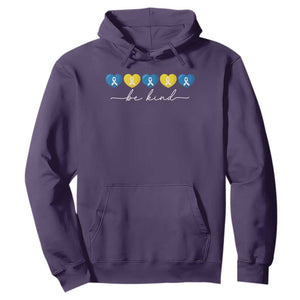 Down Syndrome Awareness Hoodie Blue Yellow Ribbon Be Kind TS10 Purple Print Your Wear