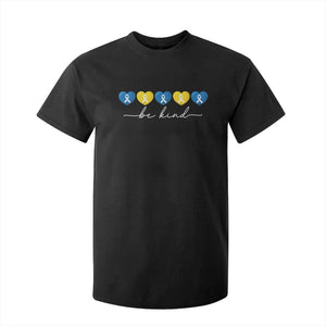 Down Syndrome Awareness T Shirt For Kid Blue Yellow Ribbon Be Kind TS10 Black Print Your Wear