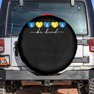 Down Syndrome Awareness Spare Tire Cover Blue Yellow Ribbon Be Kind TS10 No hole Black Print Your Wear
