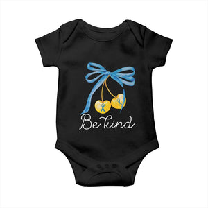 World Down Syndrome Day Baby Onesie Blue Yellow Cherry Bow Coquette Be Kind TS10 Black Print Your Wear