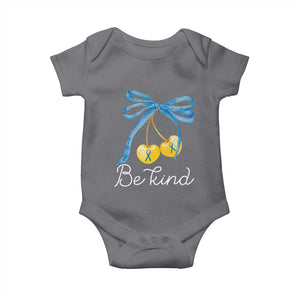 World Down Syndrome Day Baby Onesie Blue Yellow Cherry Bow Coquette Be Kind TS10 Charcoal Print Your Wear
