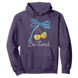 World Down Syndrome Day Hoodie Blue Yellow Cherry Bow Coquette Be Kind TS10 Purple Print Your Wear