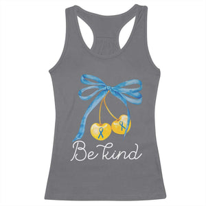 World Down Syndrome Day Racerback Tank Top Blue Yellow Cherry Bow Coquette Be Kind TS10 Charcoal Print Your Wear