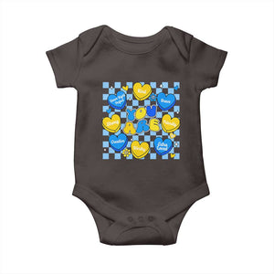 World Down Syndrome Day Baby Onesie Blue Yellow Ribbon Retro Heart Love TS10 Dark Chocolate Print Your Wear