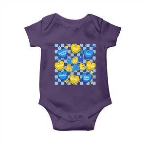 World Down Syndrome Day Baby Onesie Blue Yellow Ribbon Retro Heart Love TS10 Purple Print Your Wear