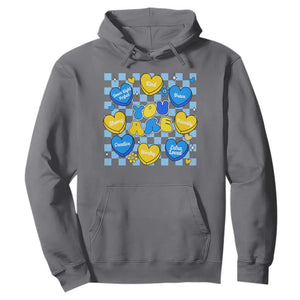 World Down Syndrome Day Hoodie Blue Yellow Ribbon Retro Heart Love TS10 Charcoal Print Your Wear