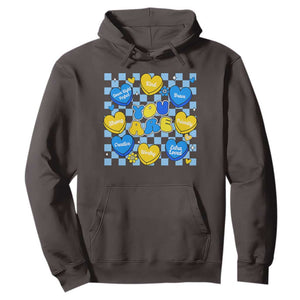 World Down Syndrome Day Hoodie Blue Yellow Ribbon Retro Heart Love TS10 Dark Chocolate Print Your Wear
