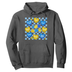 World Down Syndrome Day Hoodie Blue Yellow Ribbon Retro Heart Love TS10 Dark Heather Print Your Wear