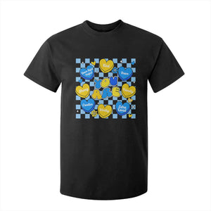World Down Syndrome Day T Shirt For Kid Blue Yellow Ribbon Retro Heart Love TS10 Black Print Your Wear