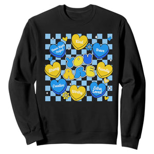 World Down Syndrome Day Sweatshirt Blue Yellow Ribbon Retro Heart Love TS10 Black Print Your Wear