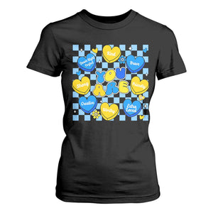 World Down Syndrome Day T Shirt For Women Blue Yellow Ribbon Retro Heart Love TS10 Black Print Your Wear